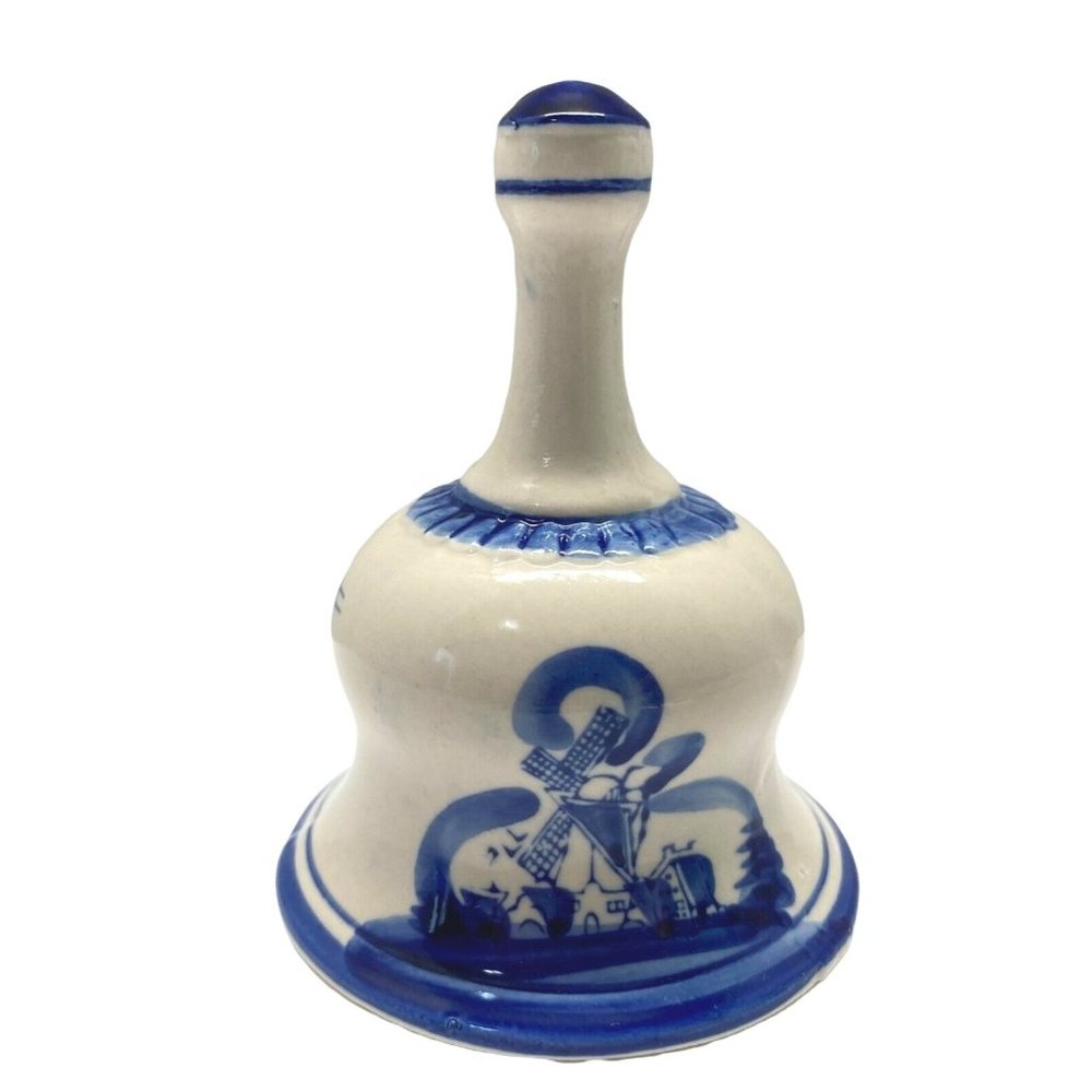 Dutch Windmill Dinner Bell Holland Hand Painted Vintage Japan 4.5" Tall